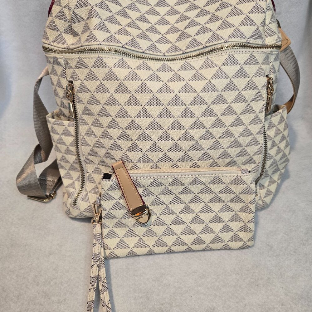 Stylish Large Faux Leather Backpack And Wristlet … - image 6